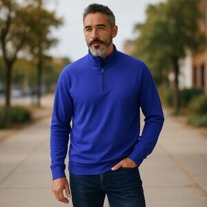 Ted Baker Men’s Quarter Zip Pullover Sweater Blue Size 6 XXL NWT $149